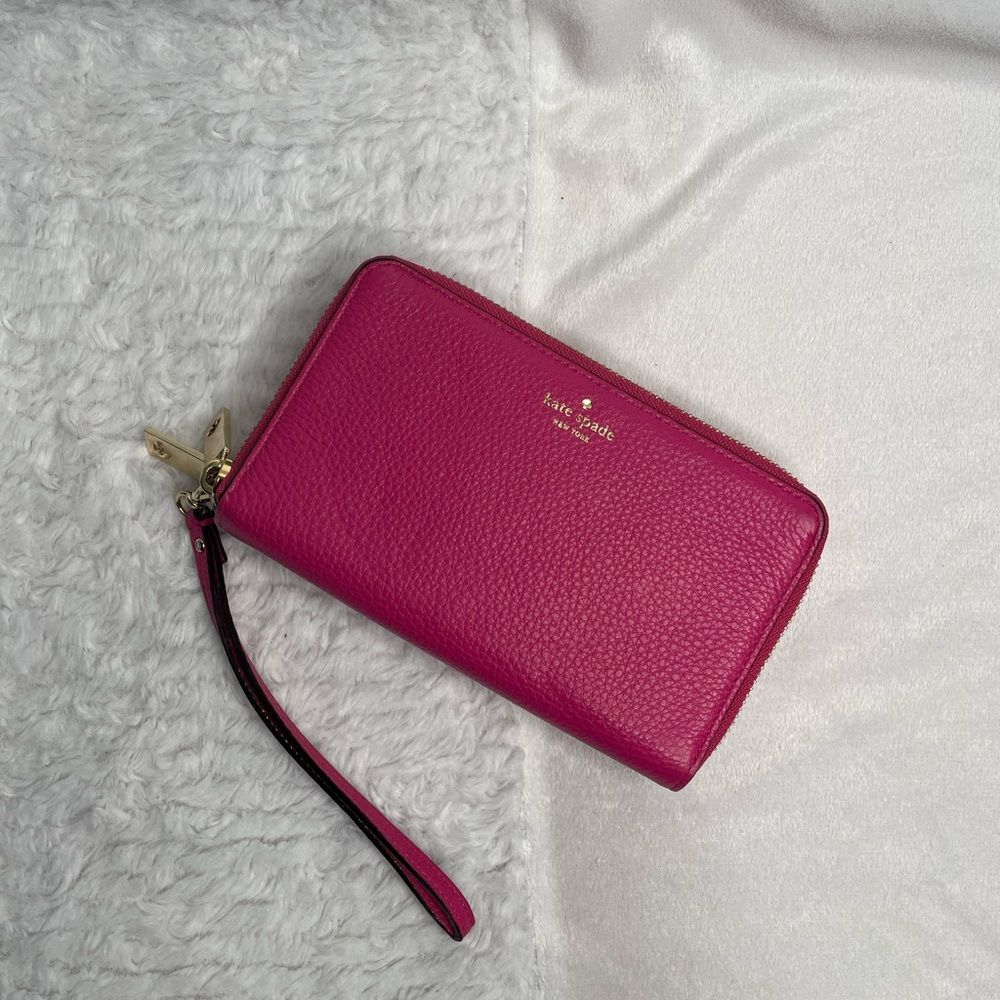 Kate Spade Pink Tiera Pebbled Leather Wallet